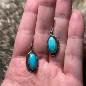 Sterling silver Native American/Navajo turquoise drop earrings
